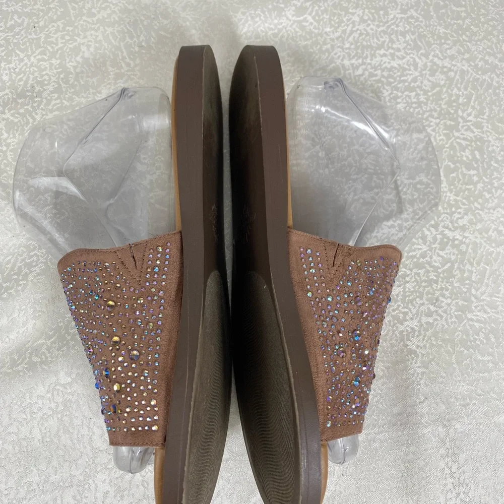 Women’s 8.5 Sandals Mauve Pink Rhinestones YELLOWBOX Slip On Casual Comfy Shoes - Picture 3 of 12